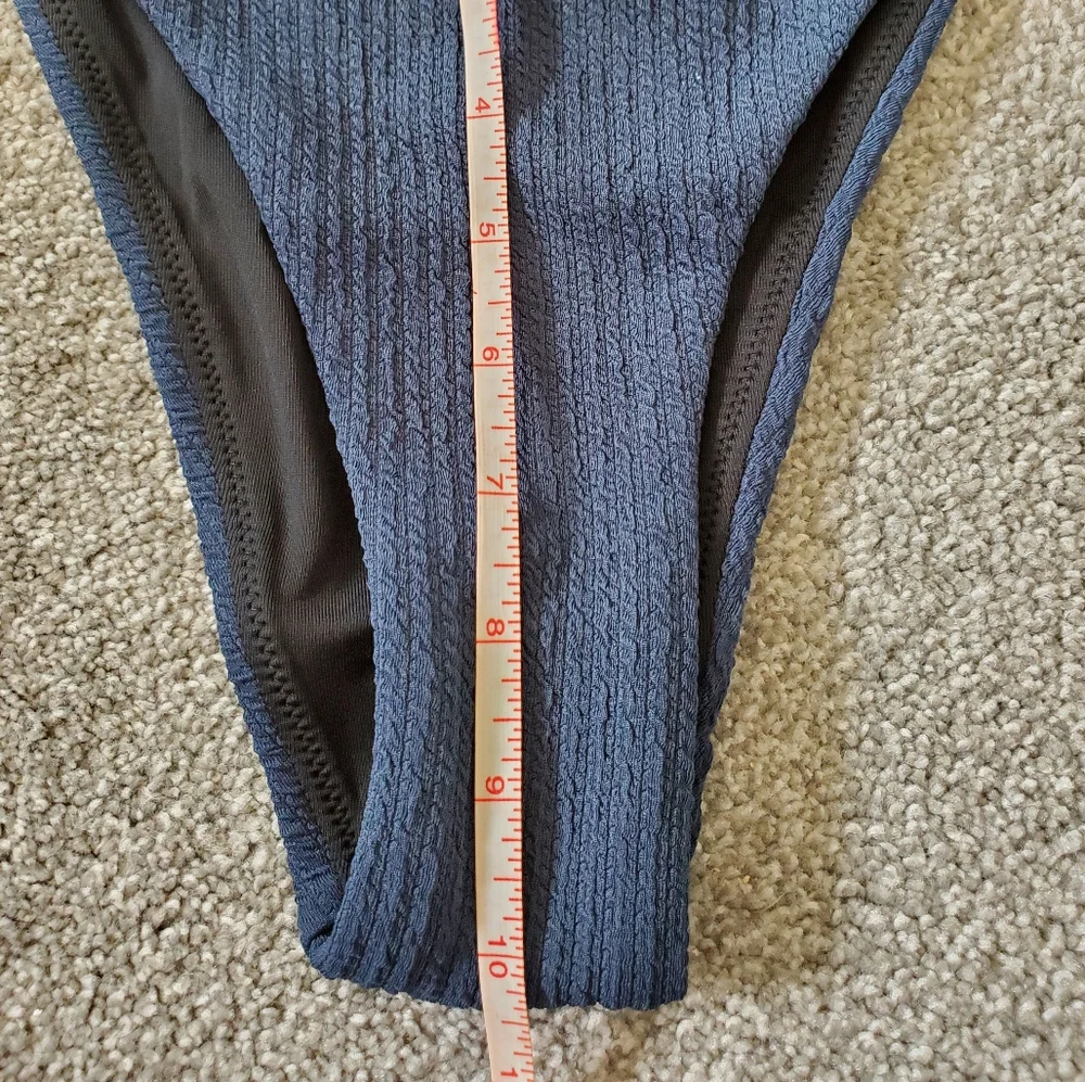 J.Crew textured high rise cheeky bikini bottoms, xs, blue